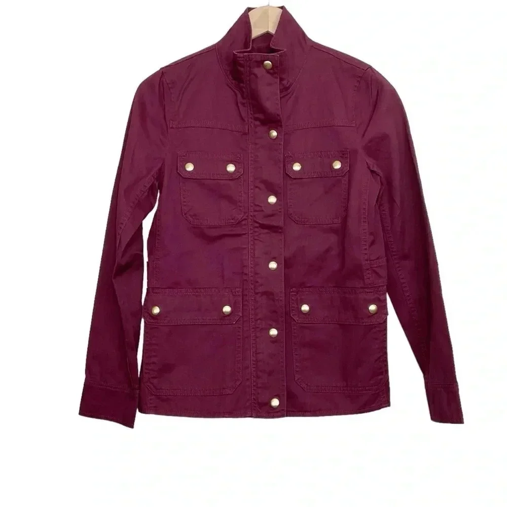 J. Crew Red Resin-Coated Twill Field Jacket XXS